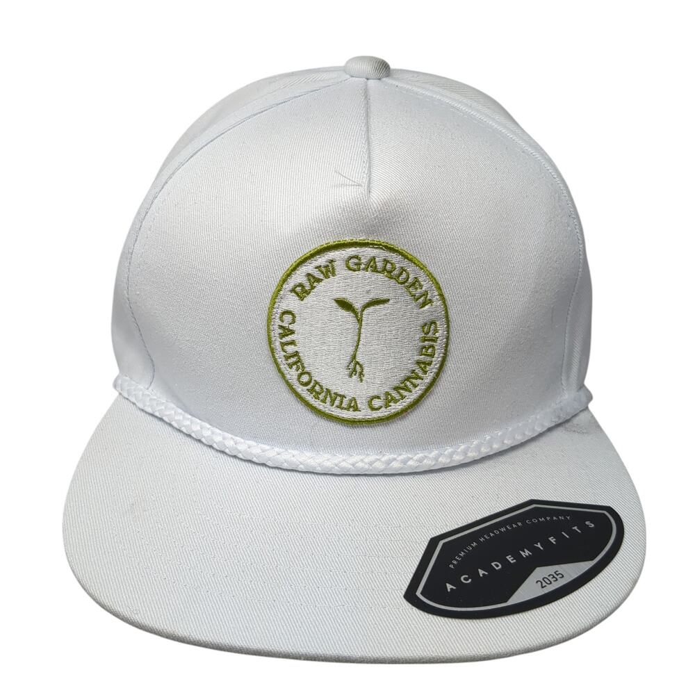 Raw Garden California Cannabis Snapback Cap White OS Adjustable Rope Academy Fit